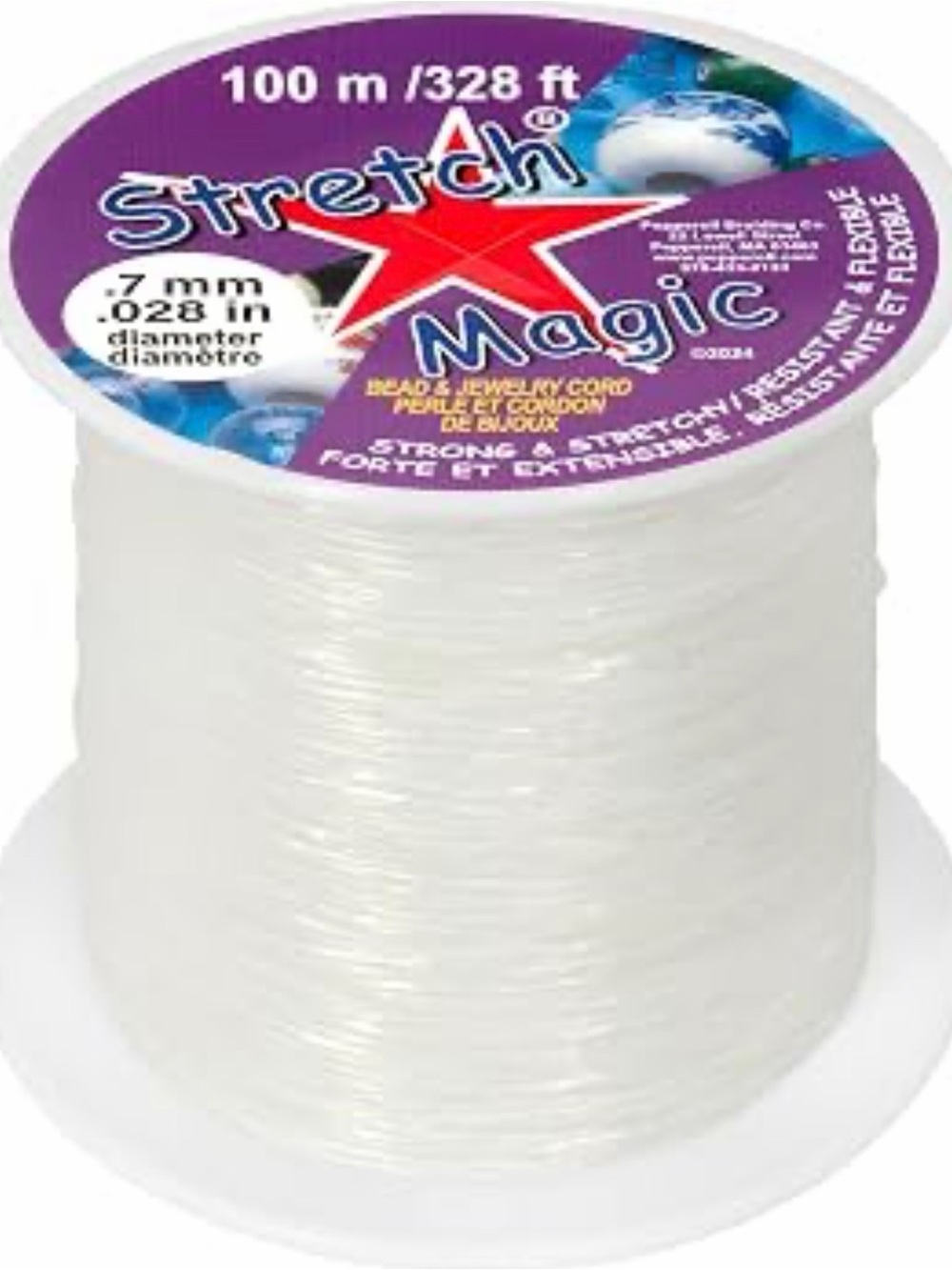 NIB Pepperell Stretch Magic 0.7mm Clear Elastic Jewelry Cord Bulk 100m Spool